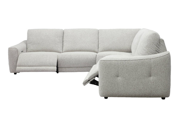 Julianna - 5 Piece Power Reclining Sectional With Power Headrests - Crisp Taupe