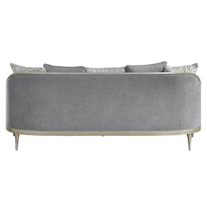 Fernando - Sofa With 5 Pillows - Gray Chenille & Champagne