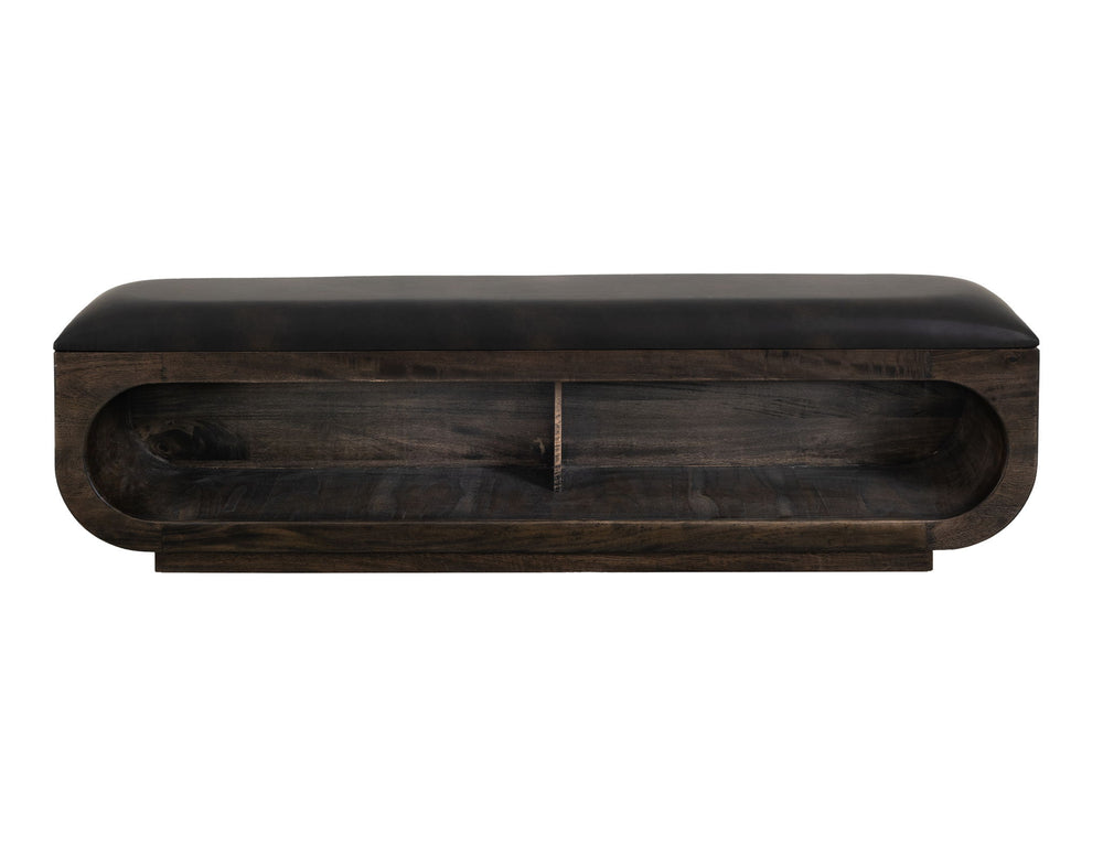 Balam - Wooden Bench With Cushioned Seat - Oil Black