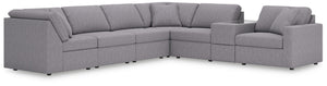Modmax - Granite - Sectional Gray 7 Pc. Sectional With Storage Console And Raf Corner Chair