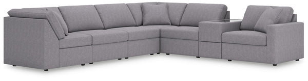 Modmax - Granite - Sectional Gray 7 Pc. Sectional With Storage Console And Raf Corner Chair