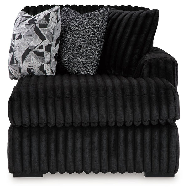 Midnight-Madness - Sectional Black 3 Pc. Right Arm Facing Corner Chaise Sectional