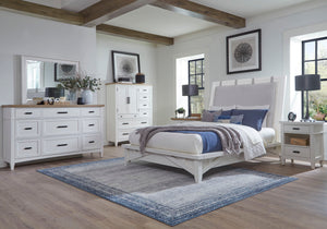 Americana Modern Bedroom - 7 Drawer Door Chest With Workstation - Cotton