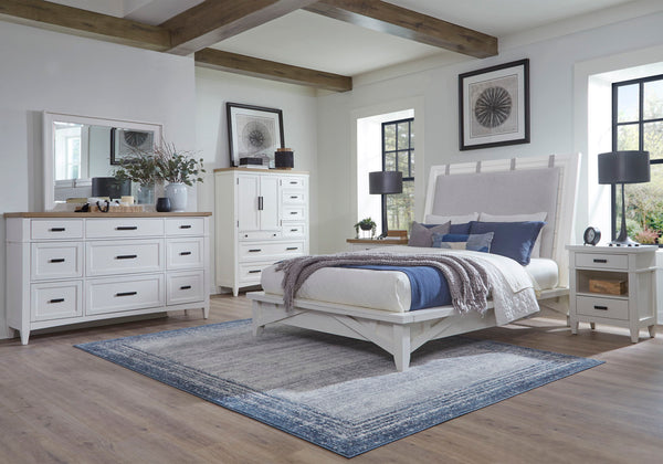 Americana Modern Bedroom - 7 Drawer Door Chest With Workstation - Cotton