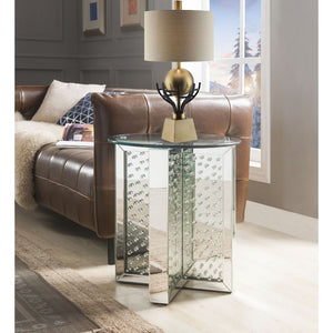 Nysa - 23" End Table - Mirrored & Faux Crystals