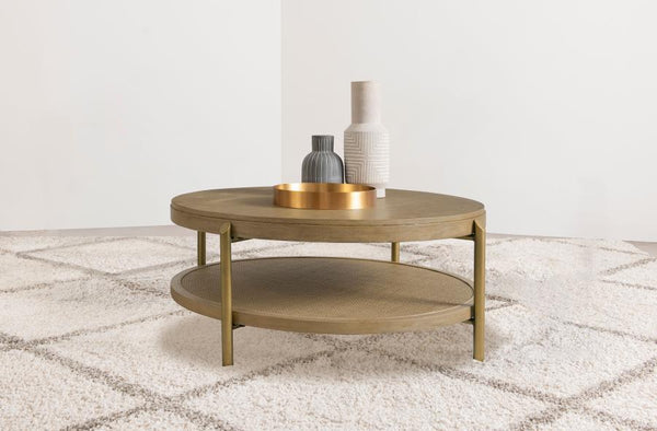 Arini - Round Coffee Table With Storage Shelf