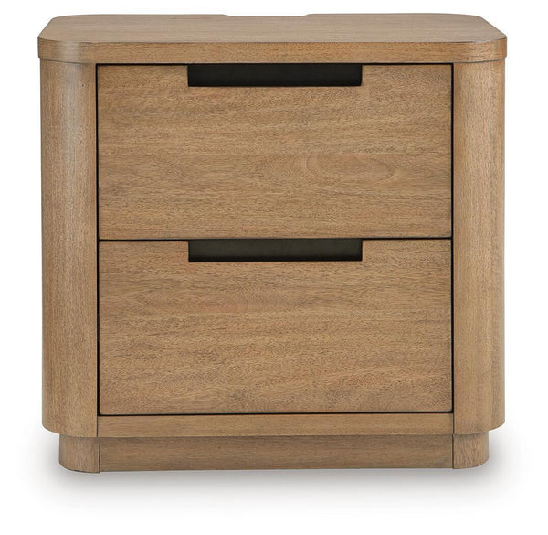 Pamaria - Two Drawer Night Stand - Light Brown
