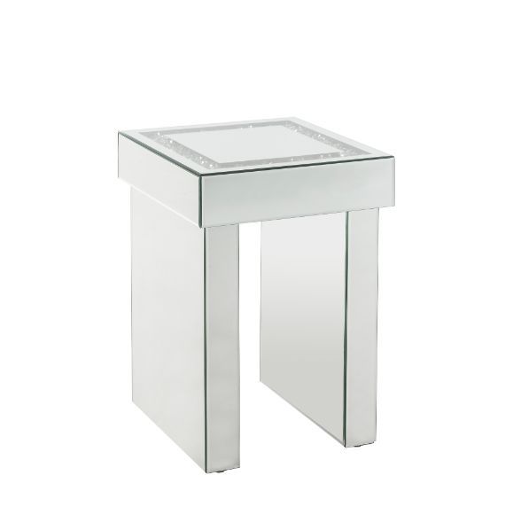 Noralie - 16" End Table With Faux Diamonds - Mirrored