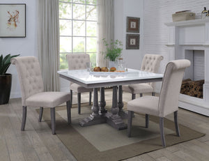 Yabeina - Dining Table - Marble Top & Gray Oak Finish - 30"