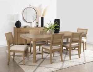 Arini - Extension Leaf Dining Table Set Light Brown 7 Pc. Table, 6 Chairs
