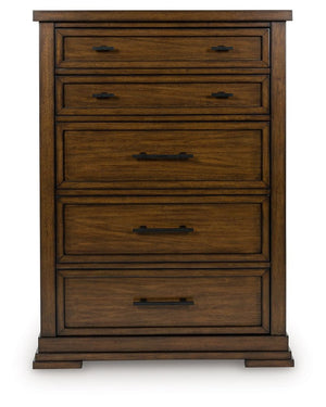 Taffenbrook - Medium Brown - Five Drawer Chest