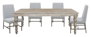 Crossings - Eden Rectangular Dining Table With 4 Upholstered Chairs - Toasted Tumbleweed & Pearl Silver
