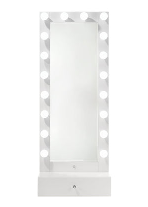 Luxo - Tall Lighted Drawer Vanity Mirror - White