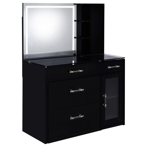 Flora - 2-Drawer Vanity Set With LED Mirror Black