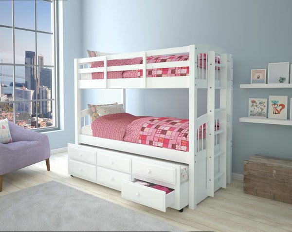 Micah - Bunk Bed & Trundle w/3 Drw White Twin