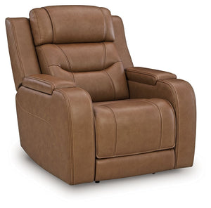 Knightington - Power Recliner With Audio Seating Light Brown