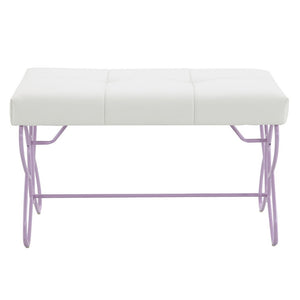 Priya II - Bench - White & Light Synthetic Leather Rple