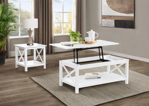 Skyview - Rectangular Lift Top Coffee Table Set White 2 Pc. Coffee Table, End Table
