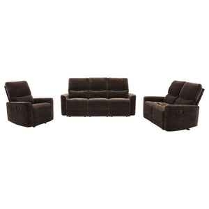 Navarro - Upholstered Reclining Sofa Set Dark Brown 3 Pc. Sofa, Loveseat, Recliner