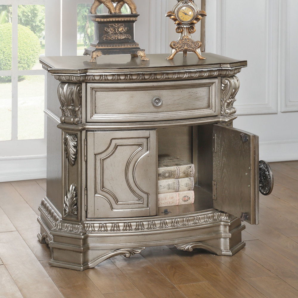 Northville - Nightstand Antique Silver Marble Top