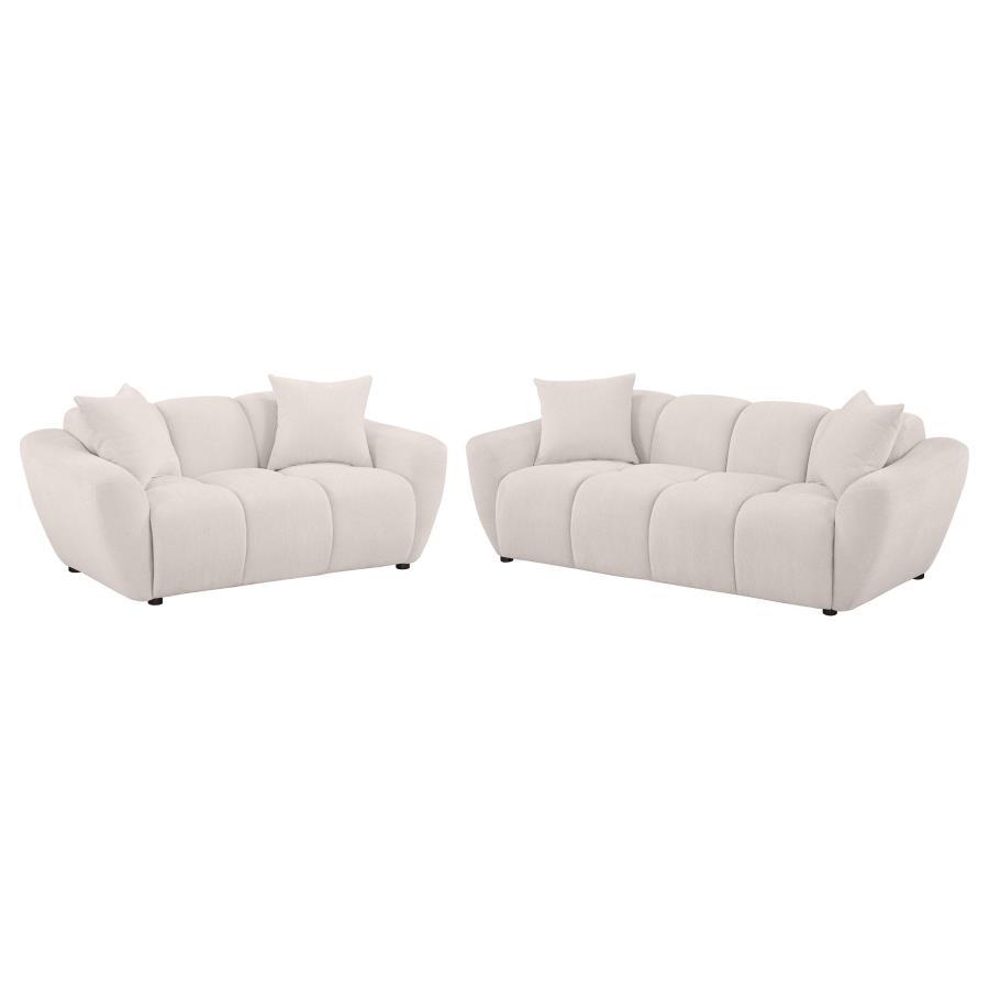 Destino - Chenille Splayed Arm Sofa Set Beige 2 Pc. Sofa, Loveseat