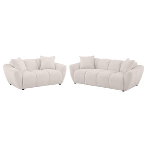 Destino - Chenille Splayed Arm Sofa Set Beige 2 Pc. Sofa, Loveseat