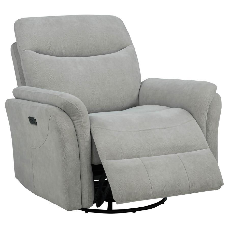 Adler - Upholstered Power Swivel Glider Recliner Beige