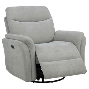 Adler - Upholstered Power Swivel Glider Recliner Beige
