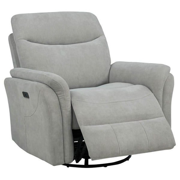 Adler - Upholstered Power Swivel Glider Recliner Beige