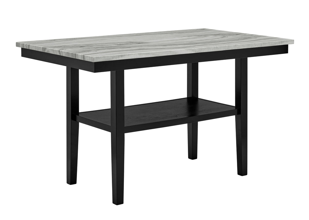Marbel - 5 Piece Faux Marble Counter Height Set - Dove / Black