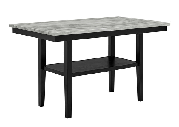 Marbel - 5 Piece Faux Marble Counter Height Set - Dove / Black