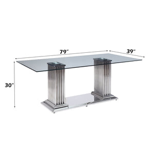 Cyrene - Dining Table - Clear Glass Top & Stainless Steel
