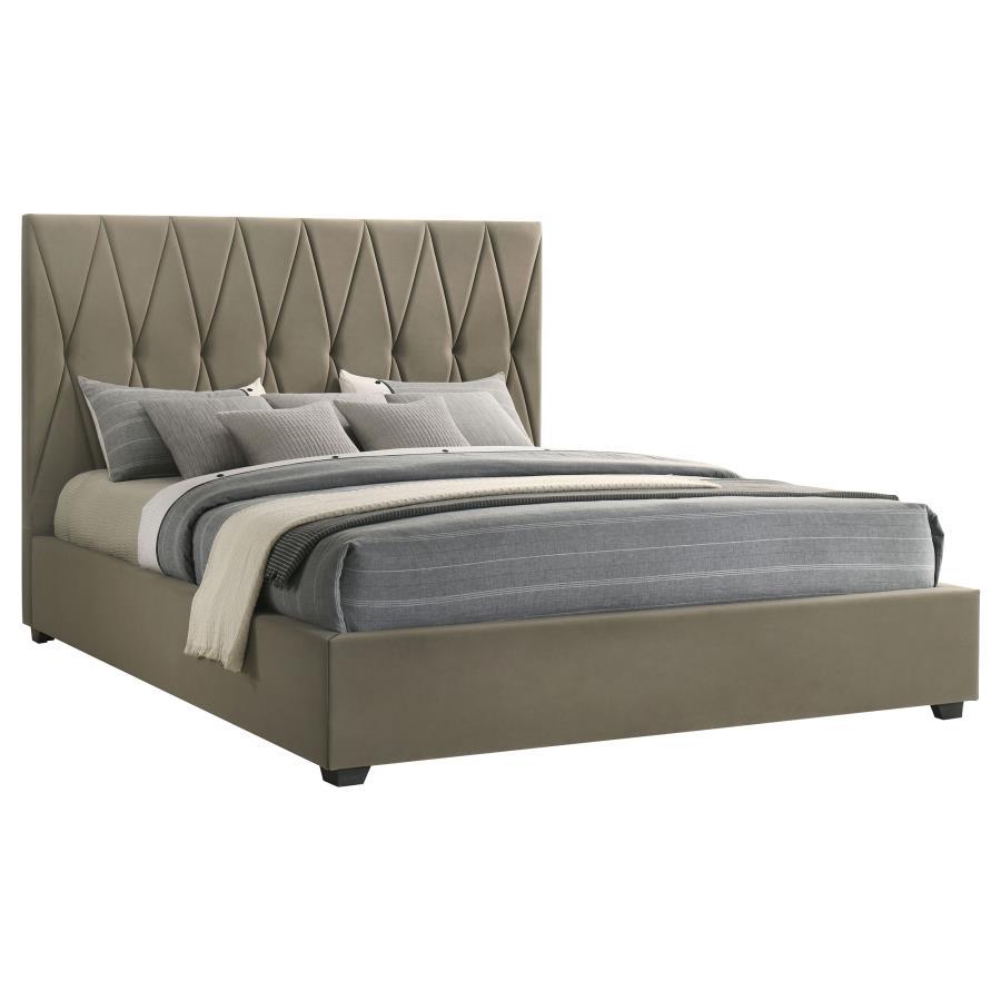 Delsea - Upholstered Platform Bed Light Brown