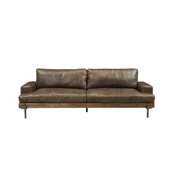 Silchester - Sofa - Distress Chocolate Top Grain Leather & Oak