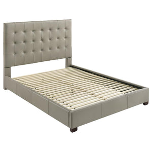 Medley - Genuine Leather Platform Bed Gray Queen