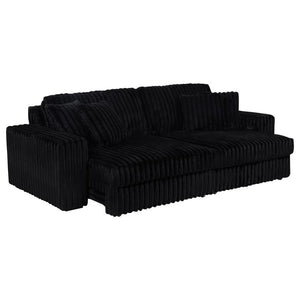 Jacana - Corduroy Upholstered Dual Power Chaise Sofa Black