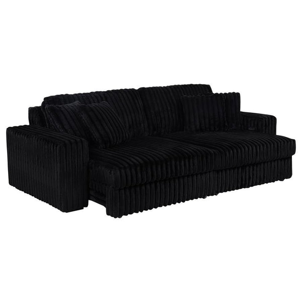 Jacana - Corduroy Upholstered Dual Power Chaise Sofa Black