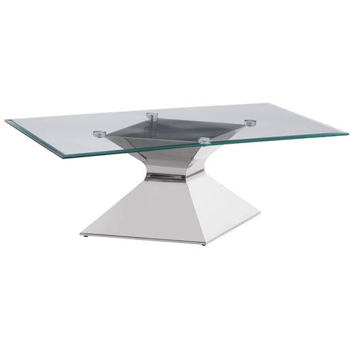 Jenny - Glass Top Stainless Steel Table Pearl Silver Coffee Tables