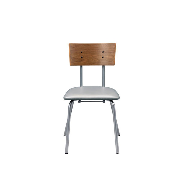 Jurgen - Side Chair (Set of 2) - Gray Synthetic Leather, Oak & Silver