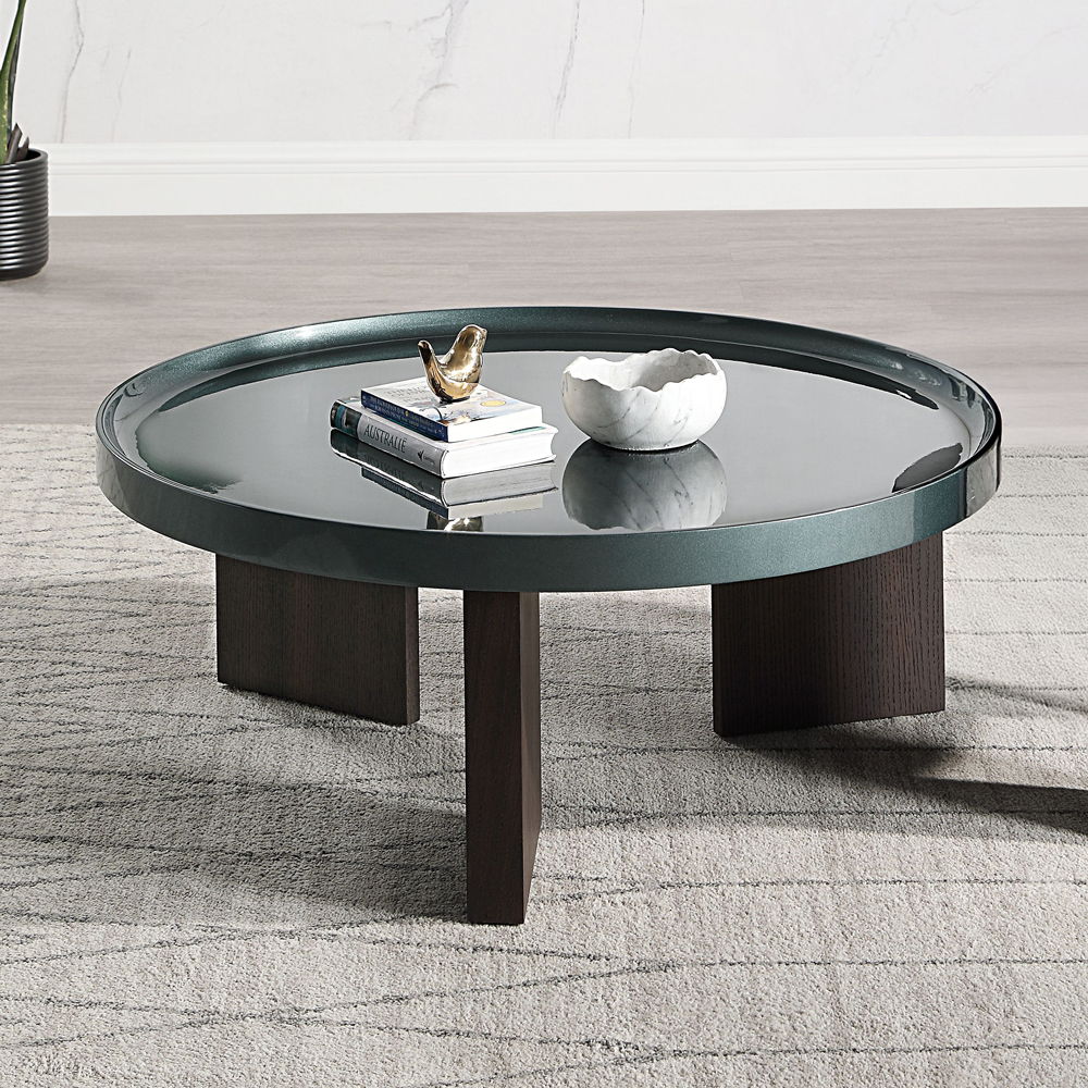 Lakita - Table Blackish Green High Gloss & Smoked Oak Coffee Tables
