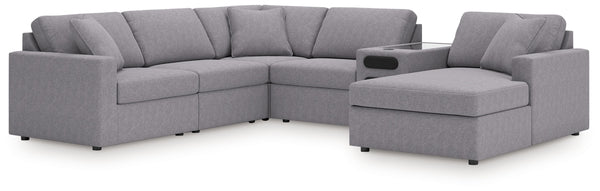 Modmax - Granite - Sectional Gray 6 Pc. Sectional With Audio System, Raf Corner Chaise