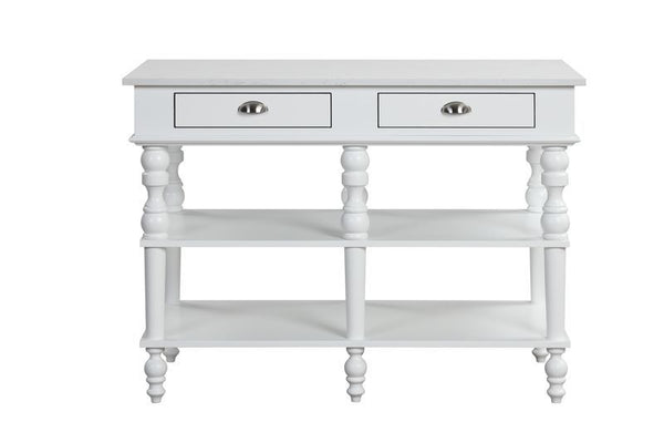 Rorratt - Kitchen Island - Marble Top & White