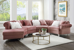 Ninagold - Sectional Sofa w/7 Pillows Pink