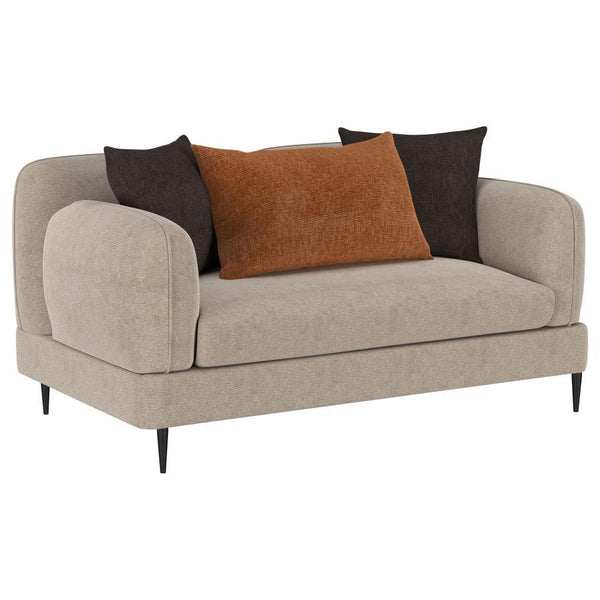 Jade - Chenille Upholstered Modern Track Arm Loveseat Beige