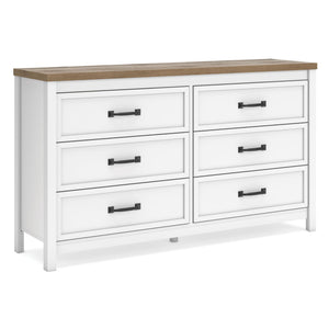 Kerisden - Six Drawer Dresser - White / Brown
