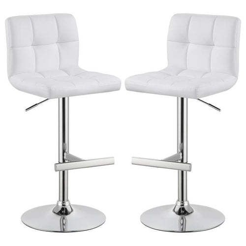 Lenny - Upholstered Adjustable Bar Stool (Set of 2) White