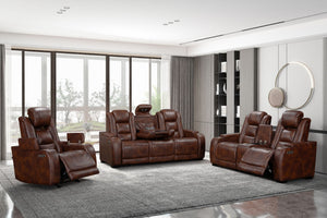 Chester - Reclining Sofa Set Dark Brown 3 Pc. Power Reclining Sofa, Loveseat With Adjustable Headrest, Recliner