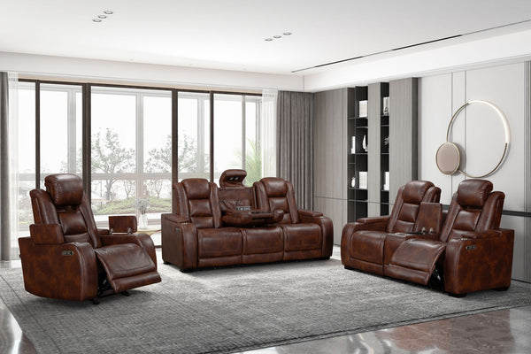 Chester - Reclining Sofa Set Dark Brown 3 Pc. Power Reclining Sofa, Loveseat With Adjustable Headrest, Recliner