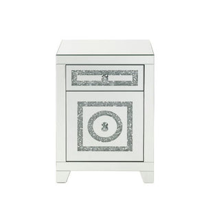 Noralie - 26"H Accent Table With Storage Drawers - Mirrored & Faux Diamonds