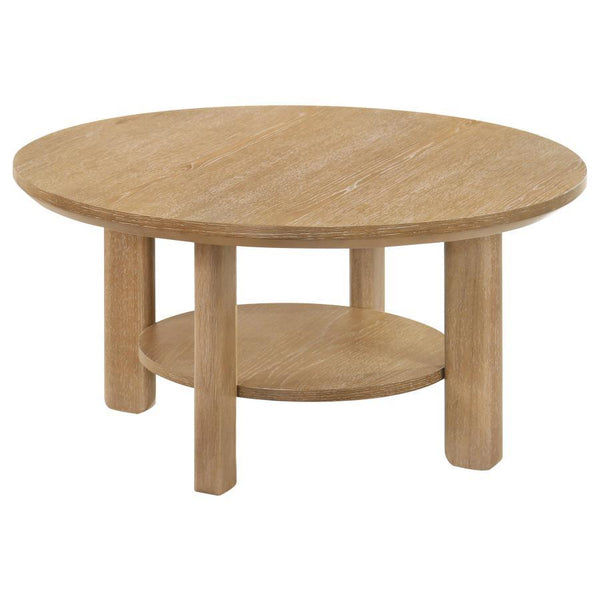 Ottowa - Round Wood Table With Shelf Light Brown Coffee Tables
